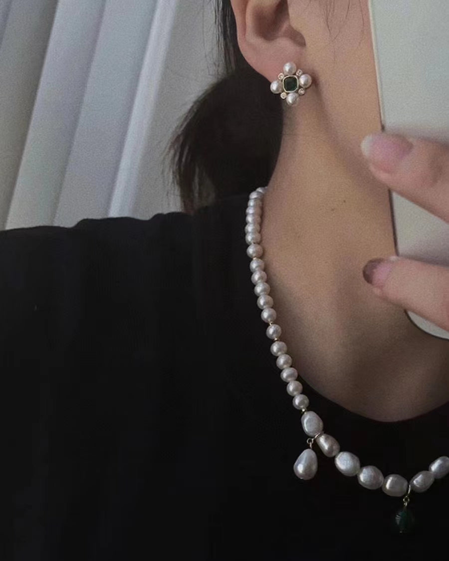AAA1004 Freshwater pearl earrings for festival party daily with verification Mather's day Christmas day Valentine's Day Gift