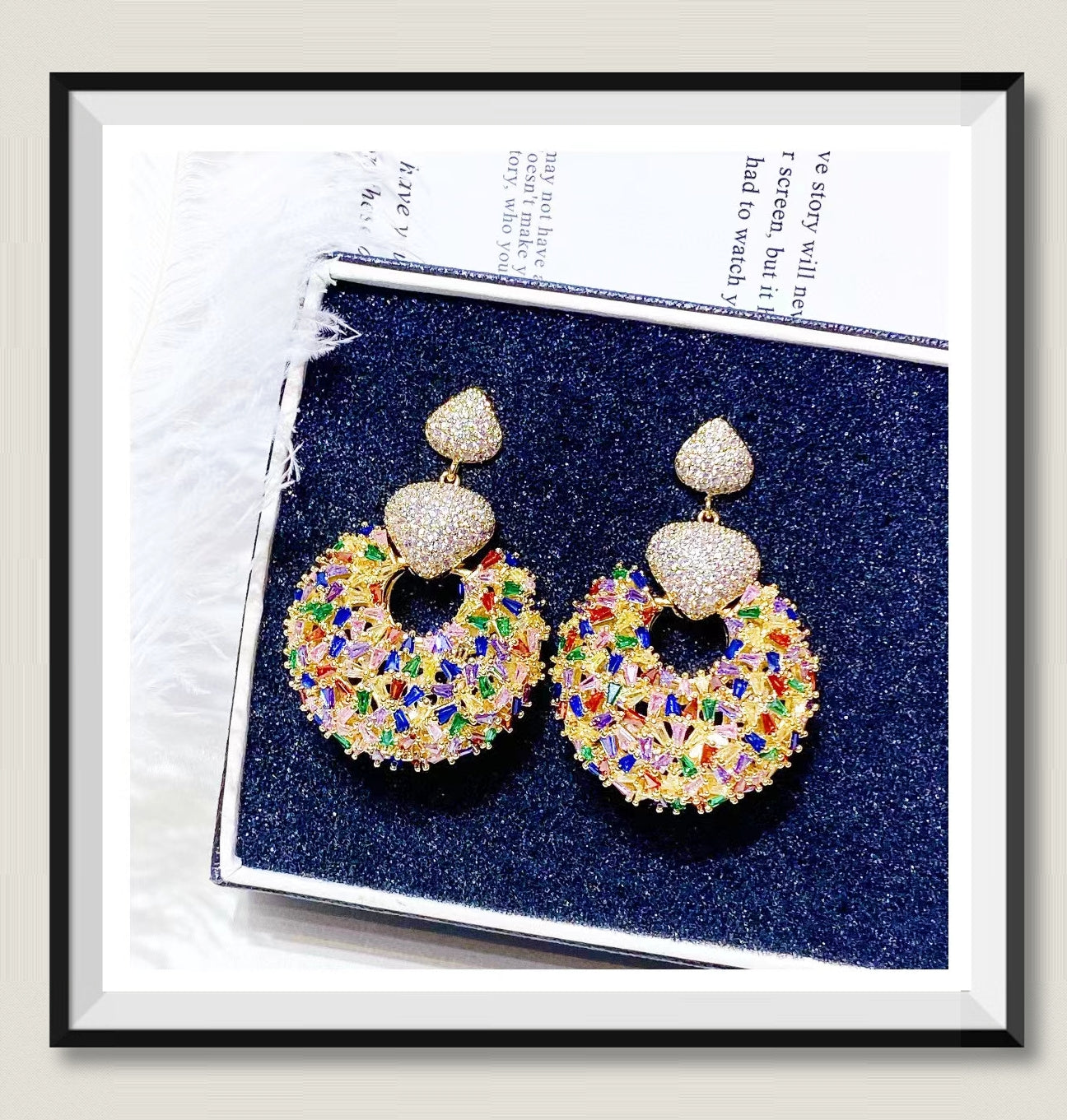 AAA5606 Zircon Crystal inlay circular earrings for festival party daily Mather's day Christmas day Valentine's Day Gift