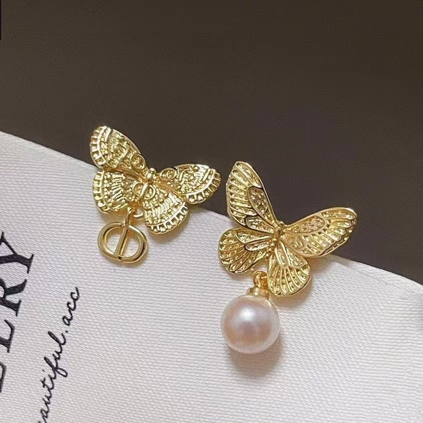 AAA2412 Freshwater Pearl Butterfly Earrings for festival party daily with verification Mather's day Christmas day Valentine's Day Gift