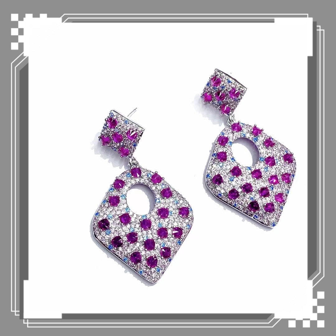 AAA5619 Zircon Crystal inlay diamond shaped earrings for festival party daily Mother's day Christmas day Valentine's Day Gift