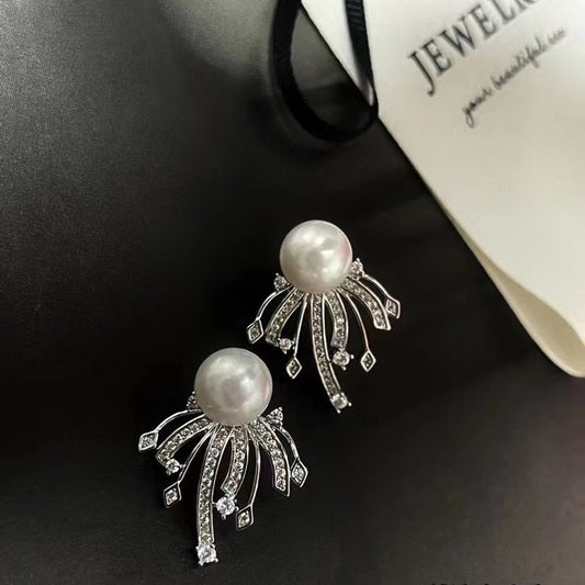 AAA2404 Freshwater Pearl Stars Earrings for festival party daily with verification Mather's day Christmas day Valentine's Day Gift