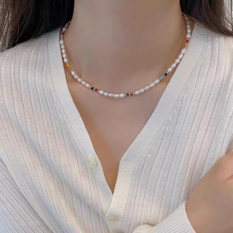 AAA2701 Freshwater Colorful Pearl Necklace for women Love Heart festival party daily with verification Mather's day Christmas day Valentine's Day Gift