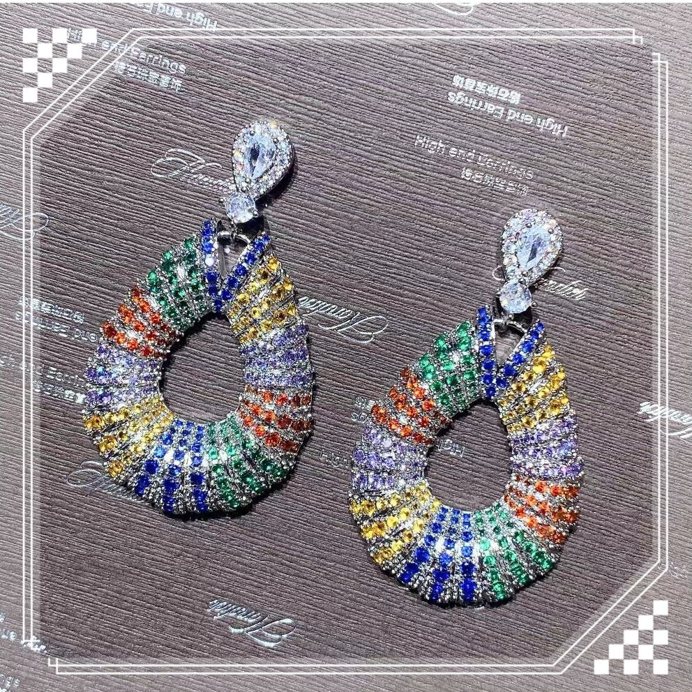 AAA5614 Zircon Crystal inlay circular earrings for festival party daily Mother's day Christmas day Valentine's Day Gift