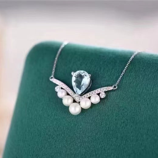 AAA2720 Freshwater Pearl Crystal Necklace for women Love Heart festival party daily with verification Mather's day Christmas day Valentine's Day Gift