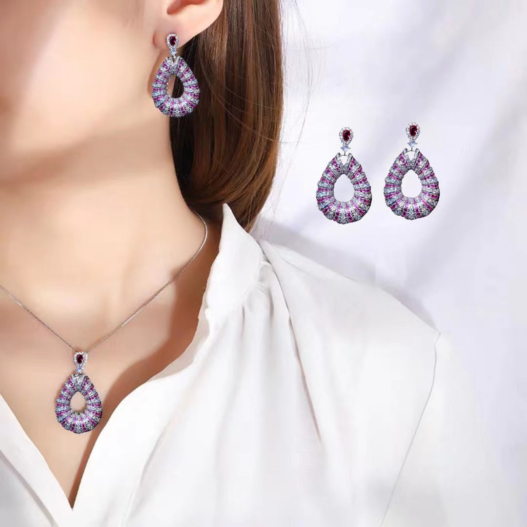 AAA5614 Zircon Crystal inlay circular earrings for festival party daily Mother's day Christmas day Valentine's Day Gift