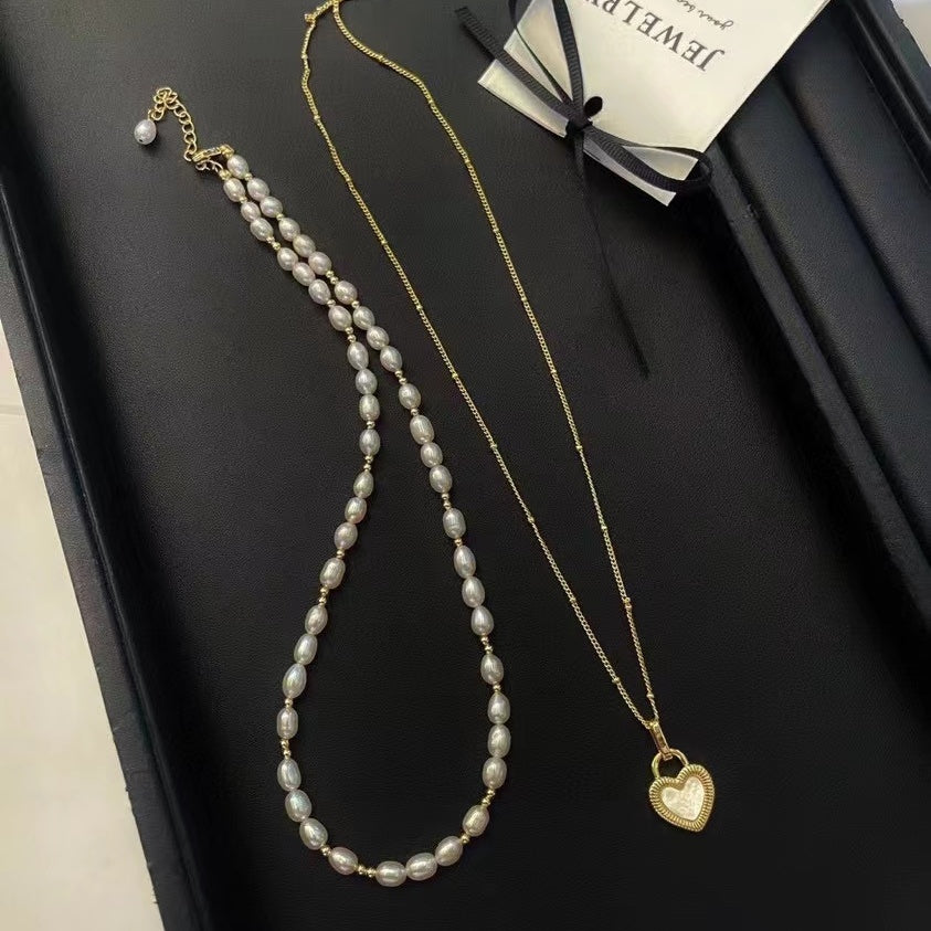 AAA2703 Freshwater Pearl Layered Necklace for women Love Heart festival party daily with verification Mather's day Christmas day Valentine's Day Gift