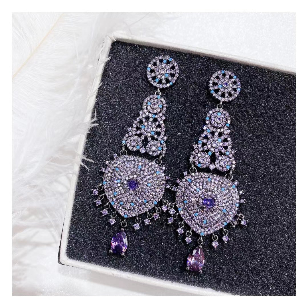 AAA5610 Zircon Crystal inlay royal earrings for festival party daily Mother's day Christmas day Valentine's Day Gift