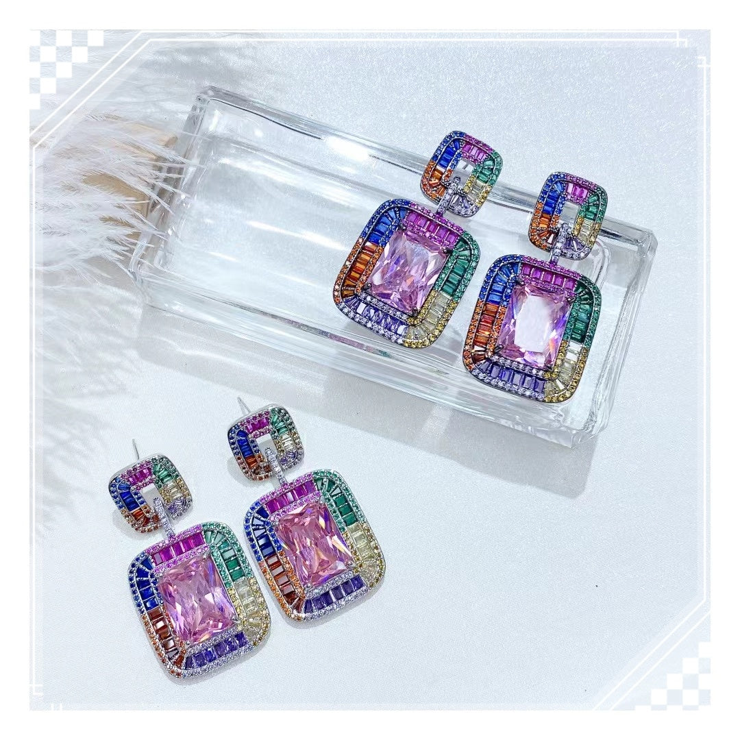 AAA5605 Zircon square earrings Crystal for festival party daily Mather's day Christmas day Valentine's Day Gift