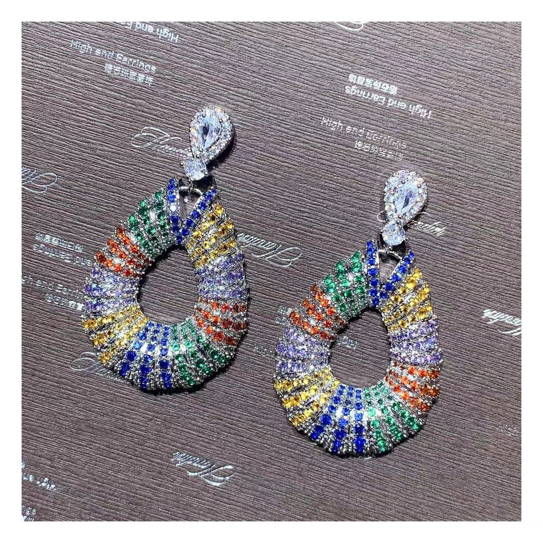 AAA5614 Zircon Crystal inlay circular earrings for festival party daily Mother's day Christmas day Valentine's Day Gift