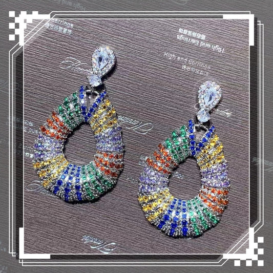 AAA5614 Zircon Crystal inlay circular earrings for festival party daily Mother's day Christmas day Valentine's Day Gift