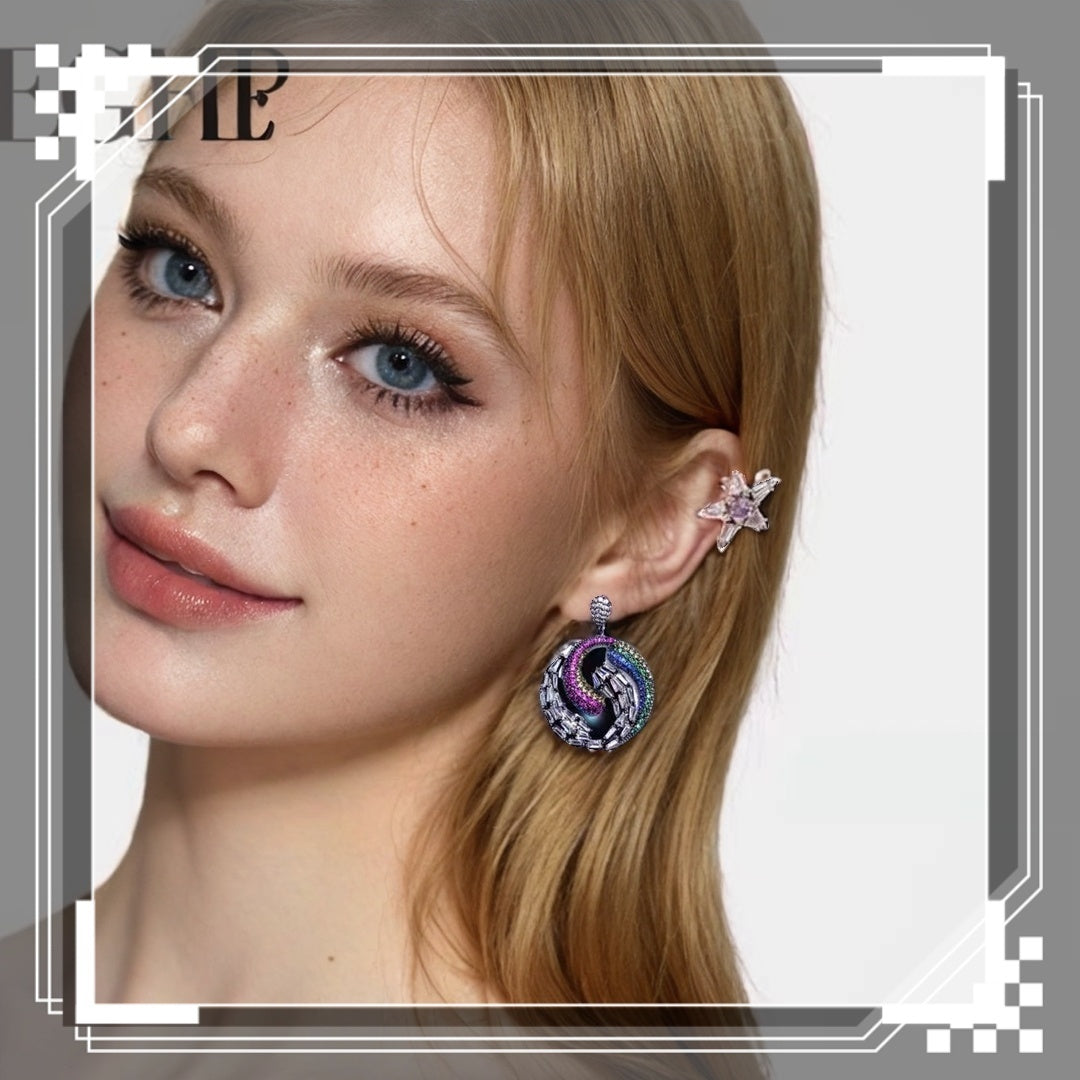 AAA5613 Zircon Crystal inlay circular earrings for festival party daily Mother's day Christmas day Valentine's Day Gift