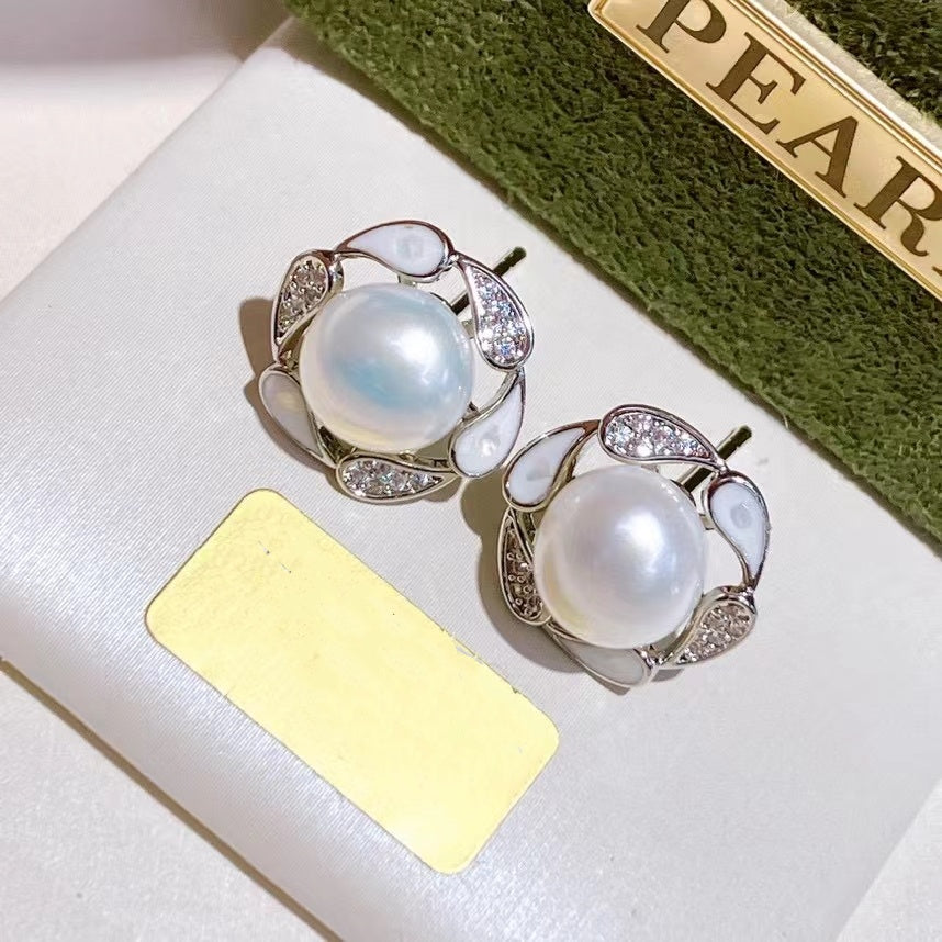 AAA2436 Freshwater Pearl Love Heart Earrings for festival party daily with verification Mather's day Christmas day Valentine's Day Gift