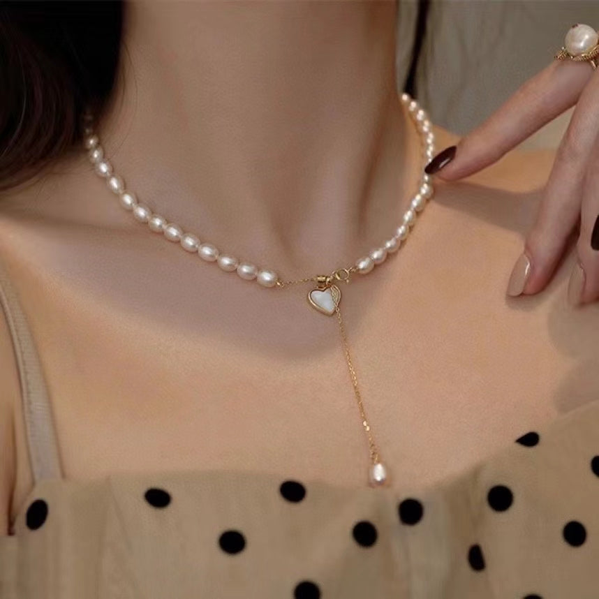 AAA1001 Freshwater pearl necklace fashion chain dainty choker for women festival party daily with verification Mather's day Christmas day Valentine's Day Gift