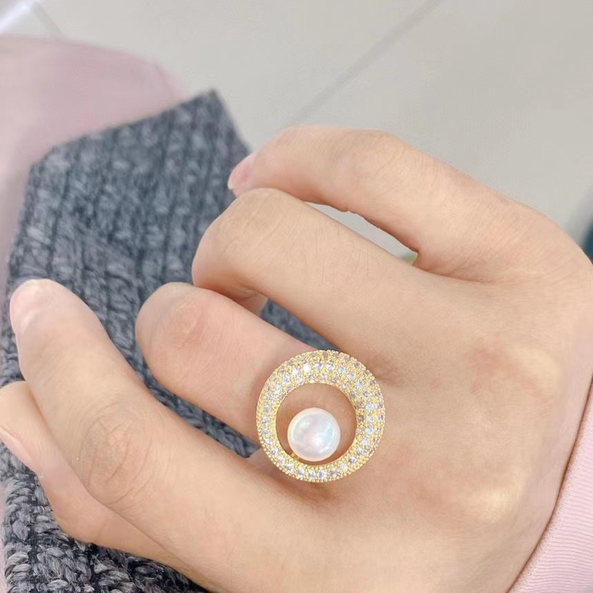 AAA1005 Freshwater pearl ring  for festival party daily with verification Mather's day Christmas day Valentine's Day Gift