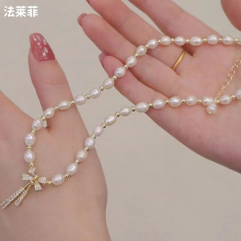 AAA1001 Freshwater pearl necklace fashion chain dainty choker for women festival party daily with verification Mather's day Christmas day Valentine's Day Gift