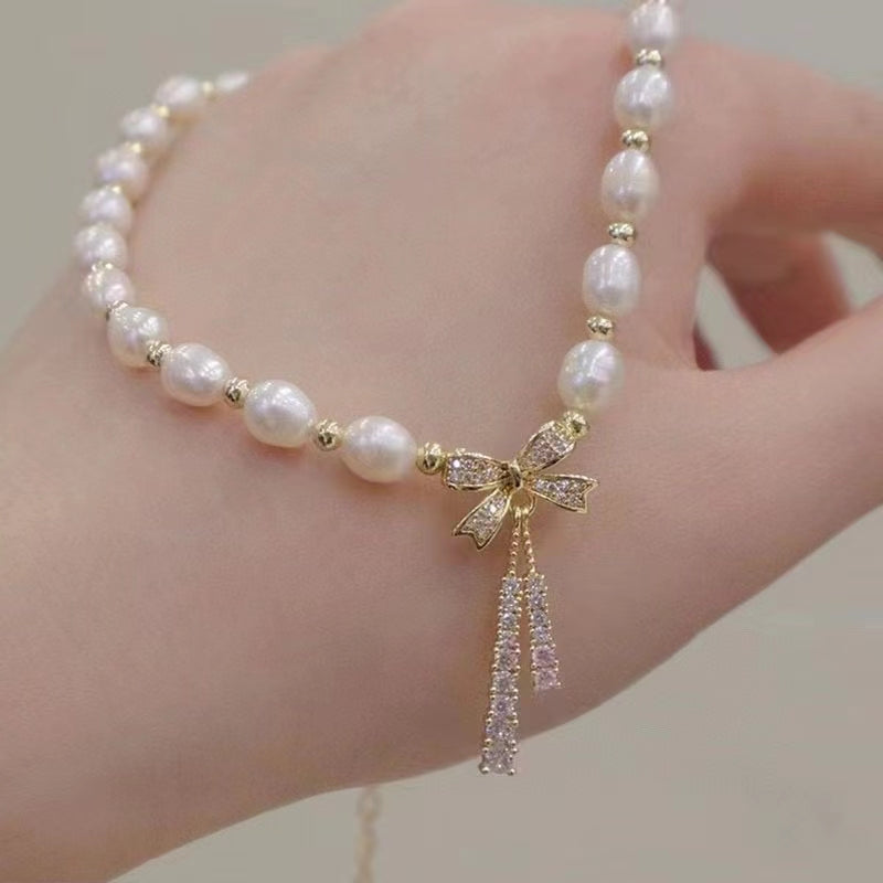 AAA1001 Freshwater pearl necklace fashion chain dainty choker for women festival party daily with verification Mather's day Christmas day Valentine's Day Gift