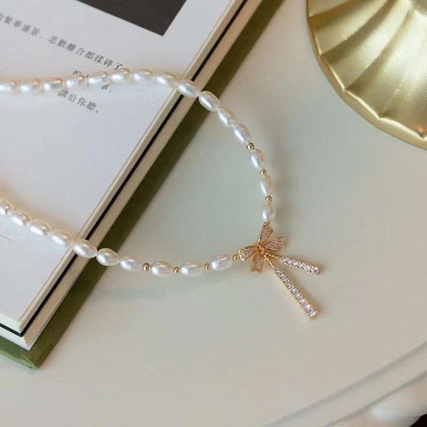 AAA1001 Freshwater pearl necklace fashion chain dainty choker for women festival party daily with verification Mather's day Christmas day Valentine's Day Gift