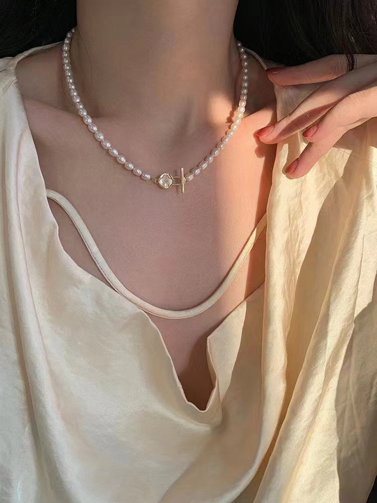 AAA1001 Freshwater pearl necklace fashion chain dainty choker for women festival party daily with verification Mather's day Christmas day Valentine's Day Gift