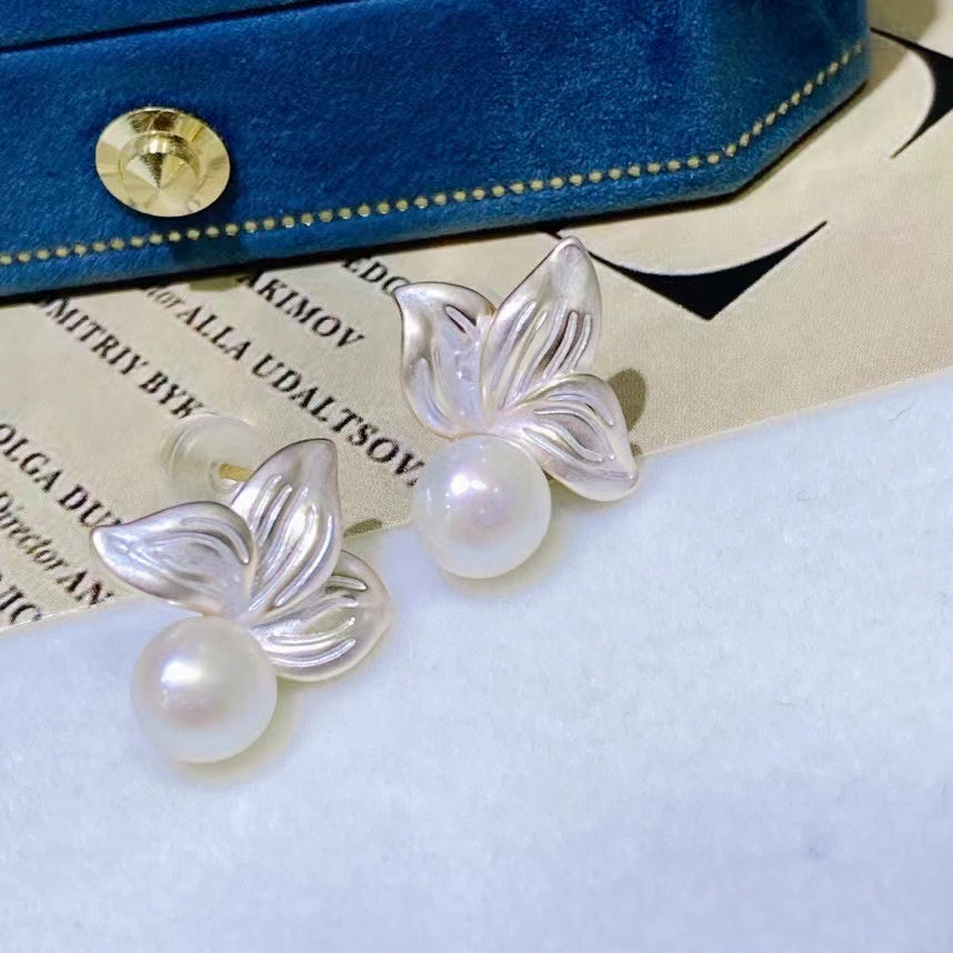 AAA2409 Freshwater Pearl Flowers Earrings for festival party daily with verification Mather's day Christmas day Valentine's Day Gift