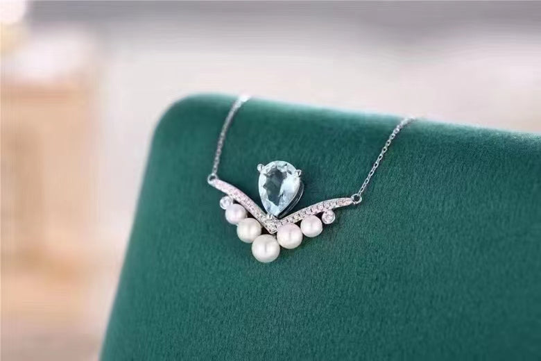 AAA2720 Freshwater Pearl Crystal Necklace for women Love Heart festival party daily with verification Mather's day Christmas day Valentine's Day Gift