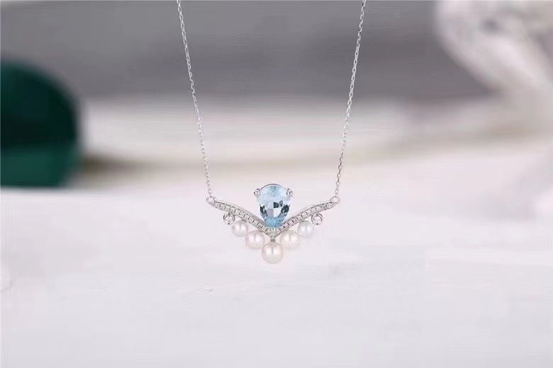 AAA2720 Freshwater Pearl Crystal Necklace for women Love Heart festival party daily with verification Mather's day Christmas day Valentine's Day Gift