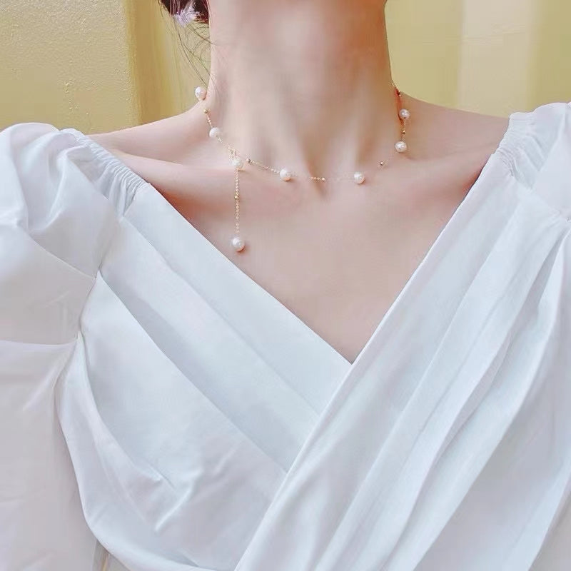 AAA1002 Freshwater pearl necklace fashion chain dainty choker for women festival party daily with verification Mather's day Christmas day Valentine's Day Gift