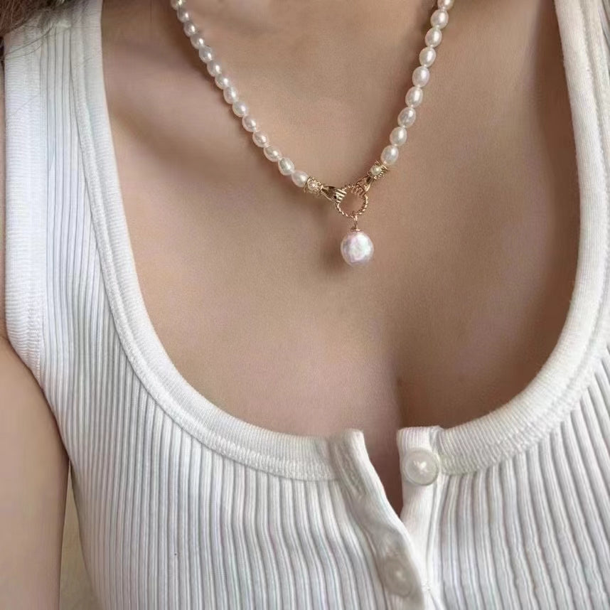 AAA1001 Freshwater pearl necklace fashion chain dainty choker for women festival party daily with verification Mather's day Christmas day Valentine's Day Gift