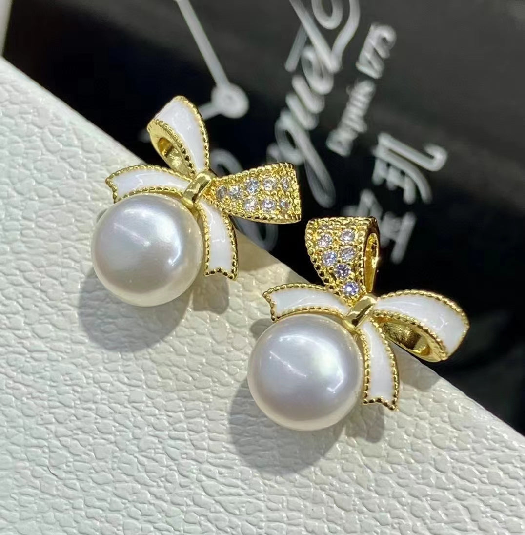 AAA1007 Freshwater pearl earrings 0.47 inch diameter pearl for festival party daily with verification Mather's day Christmas day Valentine's Day Gift