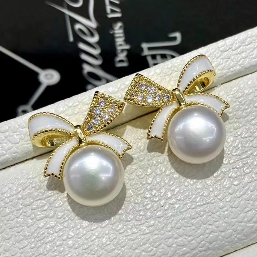 AAA1007 Freshwater pearl earrings 0.47 inch diameter pearl for festival party daily with verification Mather's day Christmas day Valentine's Day Gift