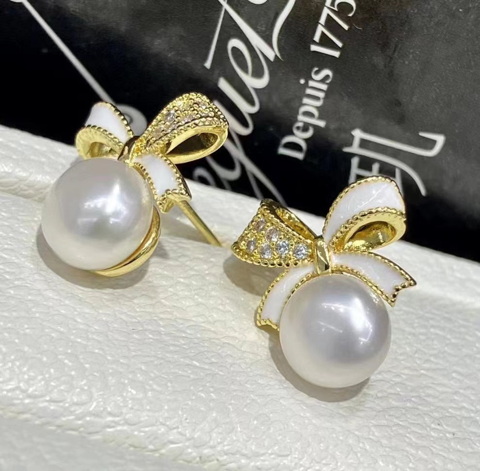 AAA1007 Freshwater pearl earrings 0.47 inch diameter pearl for festival party daily with verification Mather's day Christmas day Valentine's Day Gift