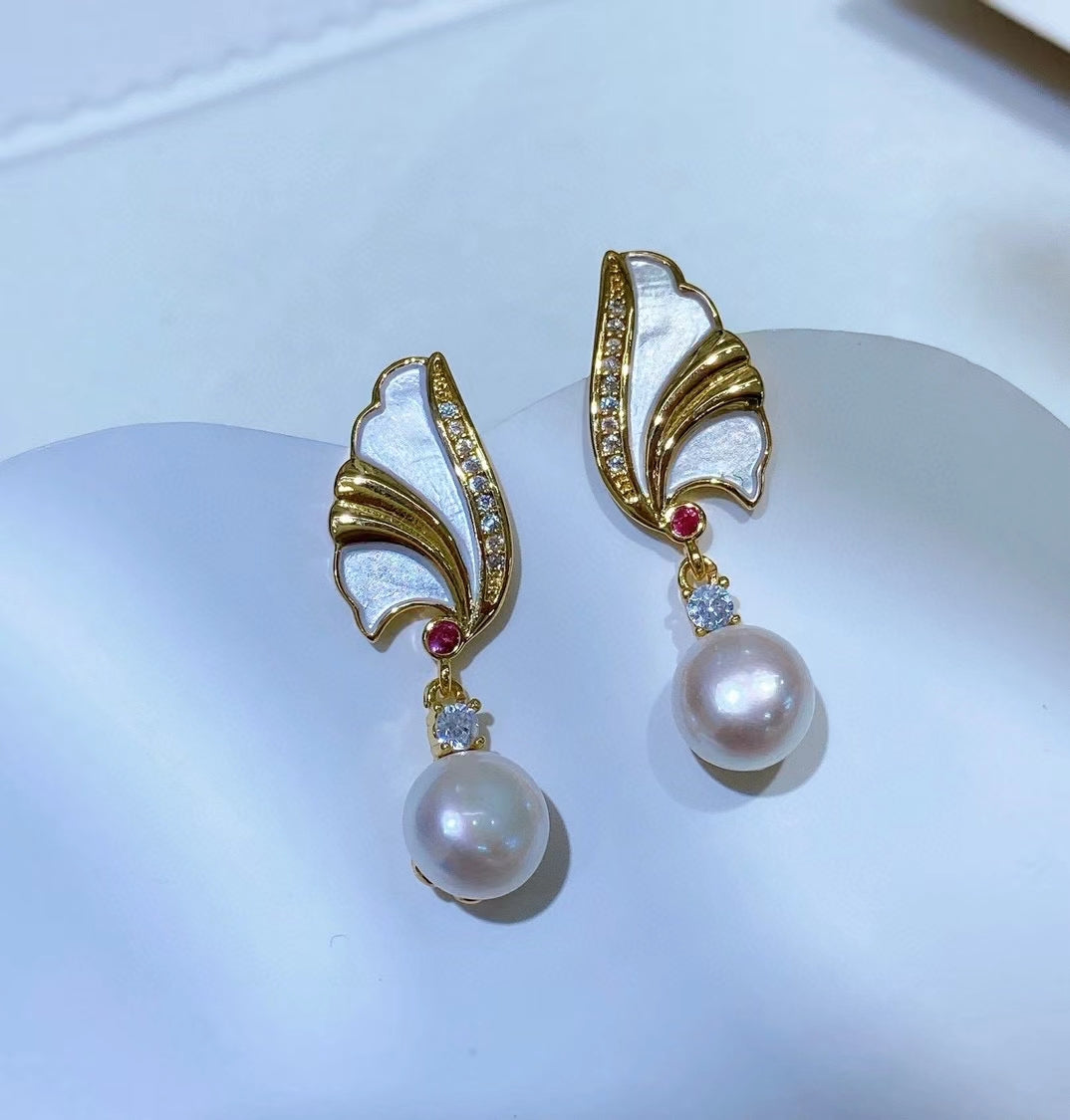 AAA1007 Freshwater pearl earrings 0.47 inch diameter pearl for festival party daily with verification Mather's day Christmas day Valentine's Day Gift