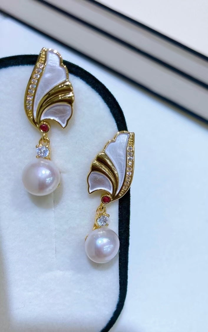 AAA1007 Freshwater pearl earrings 0.47 inch diameter pearl for festival party daily with verification Mather's day Christmas day Valentine's Day Gift