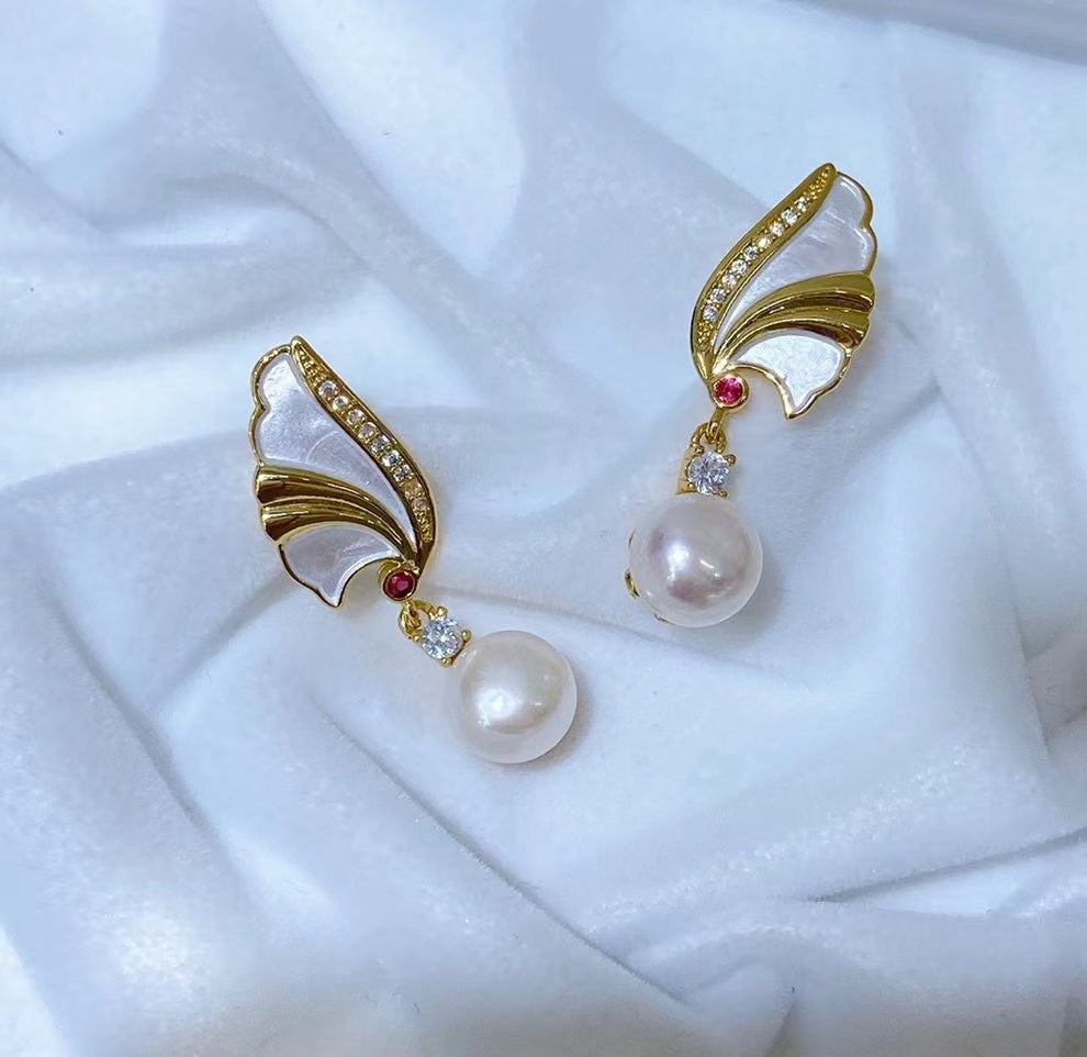 AAA1007 Freshwater pearl earrings 0.47 inch diameter pearl for festival party daily with verification Mather's day Christmas day Valentine's Day Gift