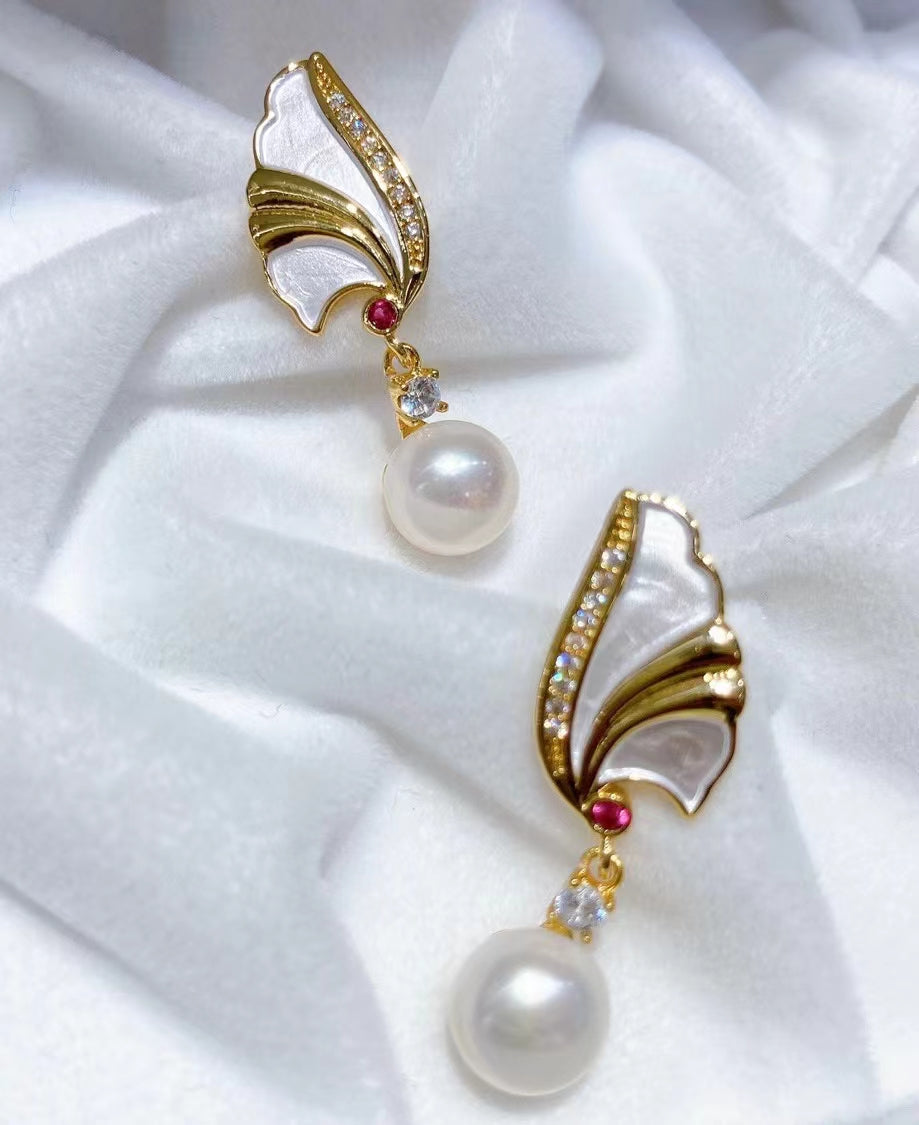 AAA1007 Freshwater pearl earrings 0.47 inch diameter pearl for festival party daily with verification Mather's day Christmas day Valentine's Day Gift