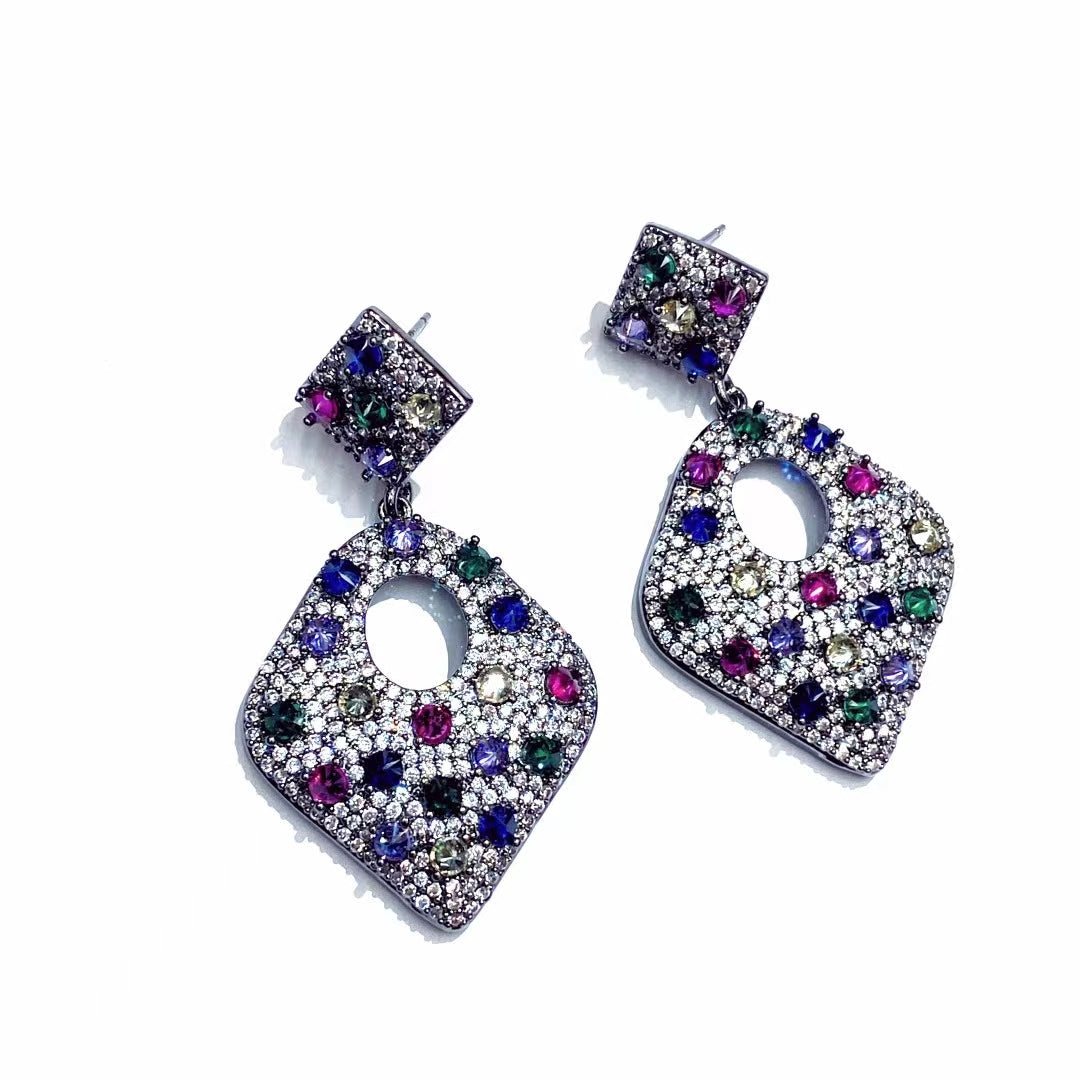 AAA5619 Zircon Crystal inlay diamond shaped earrings for festival party daily Mother's day Christmas day Valentine's Day Gift