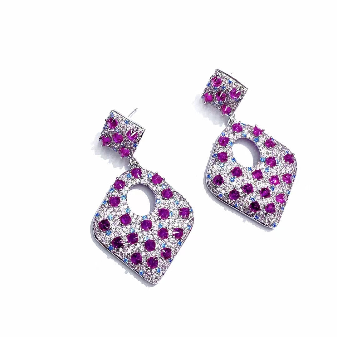 AAA5619 Zircon Crystal inlay diamond shaped earrings for festival party daily Mother's day Christmas day Valentine's Day Gift