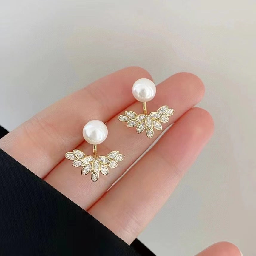 AAA2429 Freshwater Pear Leaves Earrings for festival party daily with verification Mather's day Christmas day Valentine's Day Gift