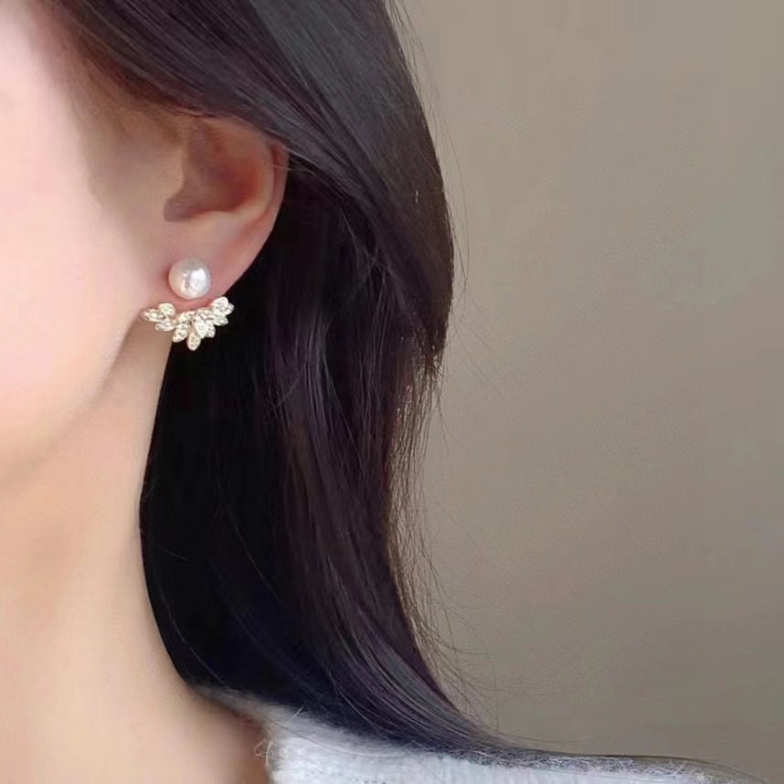 AAA2429 Freshwater Pear Leaves Earrings for festival party daily with verification Mather's day Christmas day Valentine's Day Gift