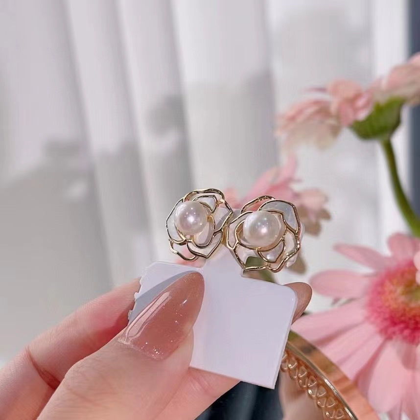 AAA2402 Freshwater Pearl Vivid Flower Earrings for festival party daily with verification Mather's day Christmas day Valentine's Day Gift