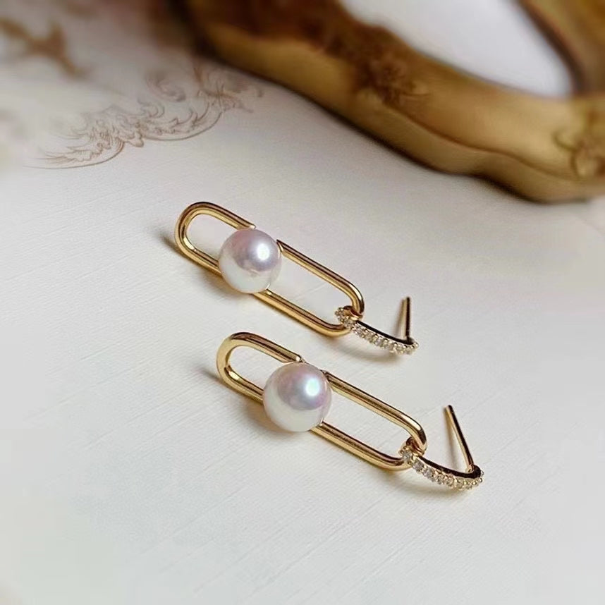 AAA2419 Freshwater Pearl Rectangle Earrings for festival party daily with verification Mather's day Christmas day Valentine's Day Gift