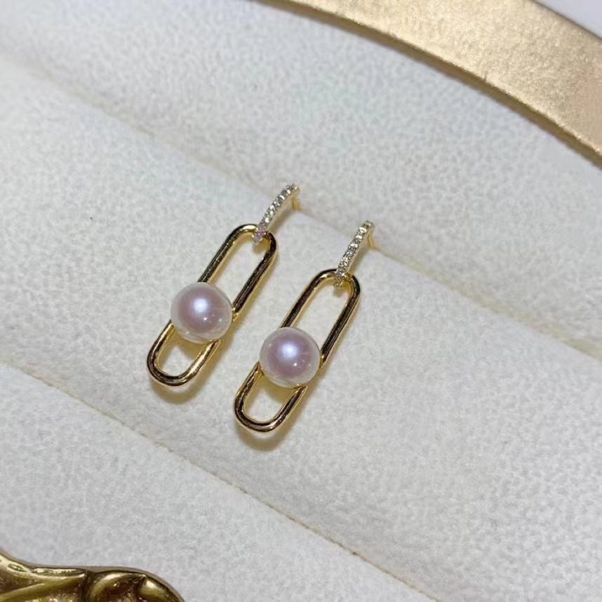 AAA2419 Freshwater Pearl Rectangle Earrings for festival party daily with verification Mather's day Christmas day Valentine's Day Gift