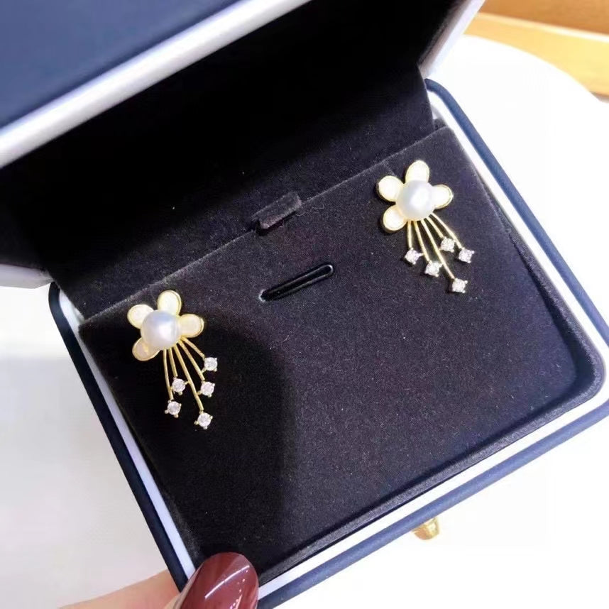 AAA2400 Freshwater Pearl Vivid Flowers Earrings for festival party daily with verification Mather's day Christmas day Valentine's Day Gift