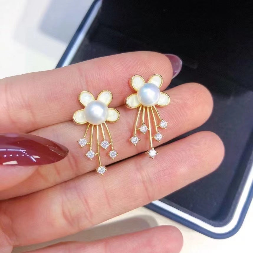 AAA2400 Freshwater Pearl Vivid Flowers Earrings for festival party daily with verification Mather's day Christmas day Valentine's Day Gift