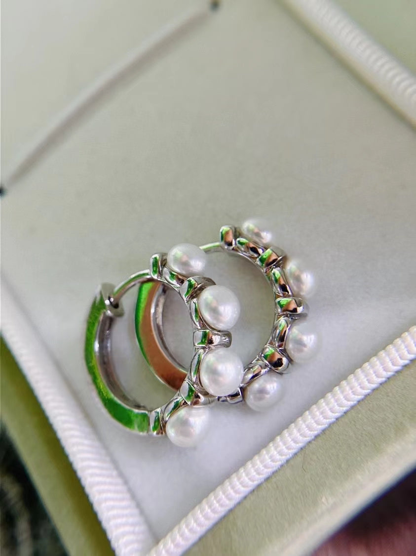 AAA2410 Freshwater Pearl Hoops Earrings for festival party daily with verification Mather's day Christmas day Valentine's Day Gift