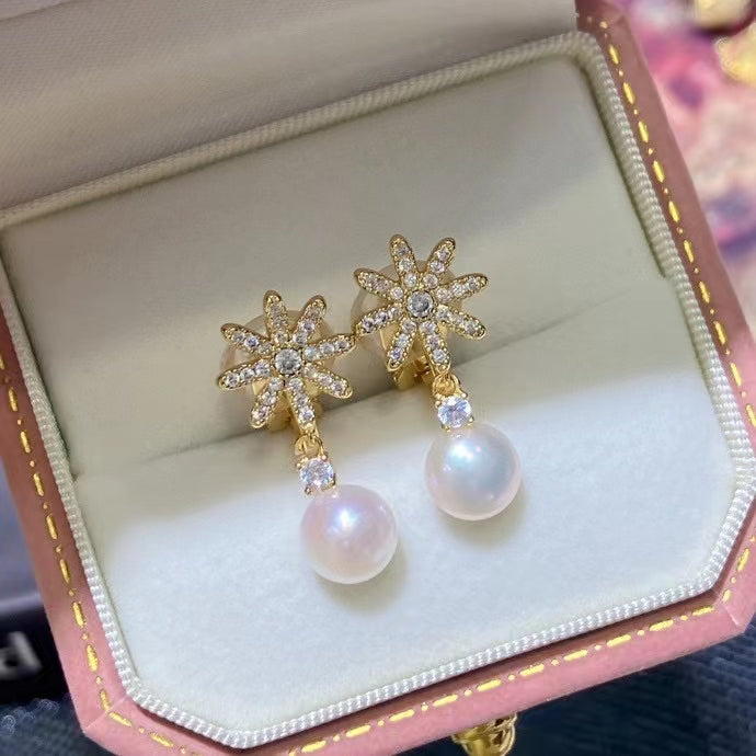 AAA2401 Freshwater Pearl Vivid Flower Earrings for festival party daily with verification Mather's day Christmas day Valentine's Day Gift