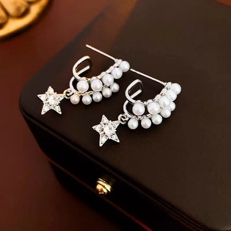 AAA2403 Freshwater Pearl Stars Earrings for festival party daily with verification Mather's day Christmas day Valentine's Day Gift