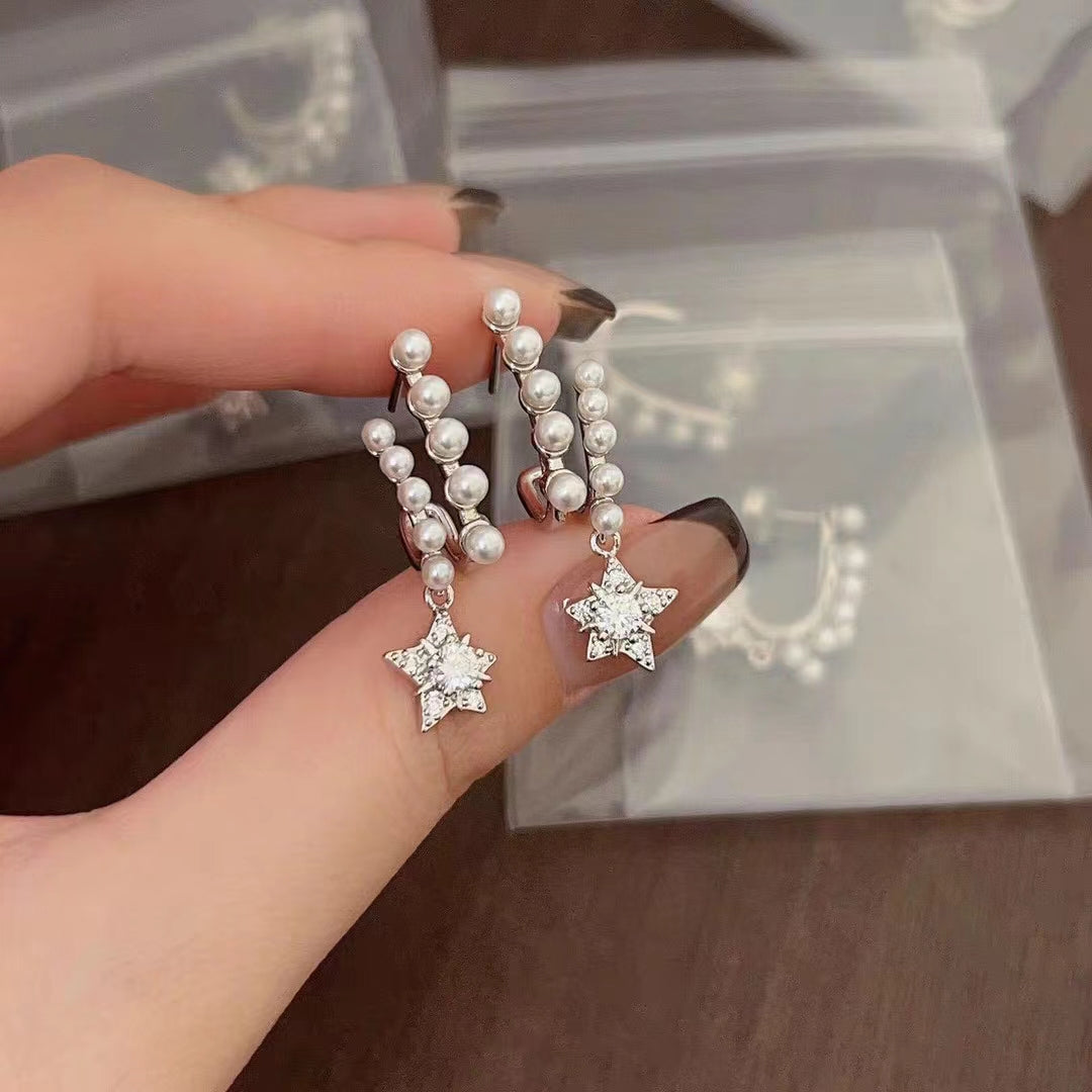 AAA2403 Freshwater Pearl Stars Earrings for festival party daily with verification Mather's day Christmas day Valentine's Day Gift