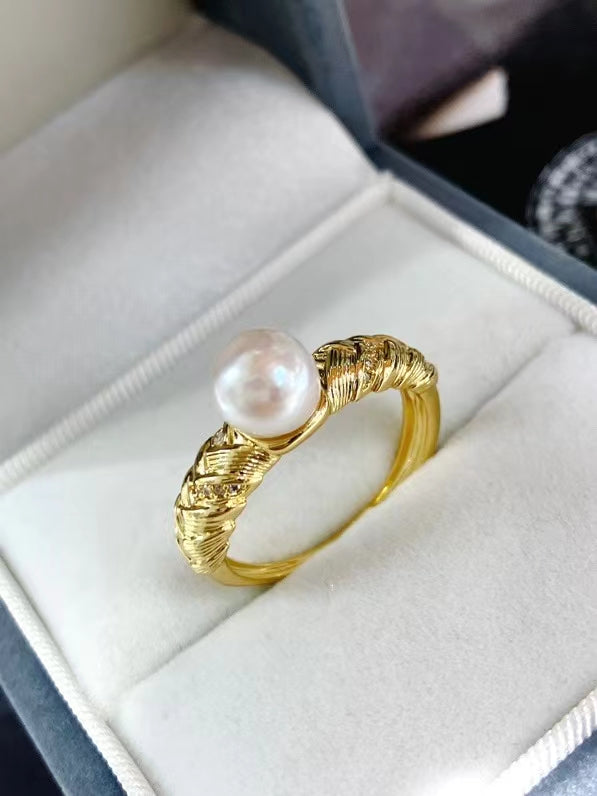 AAA2007 Freshwater pearl rings for festival party daily with verification Mather's day Christmas day Valentine's Day Gift