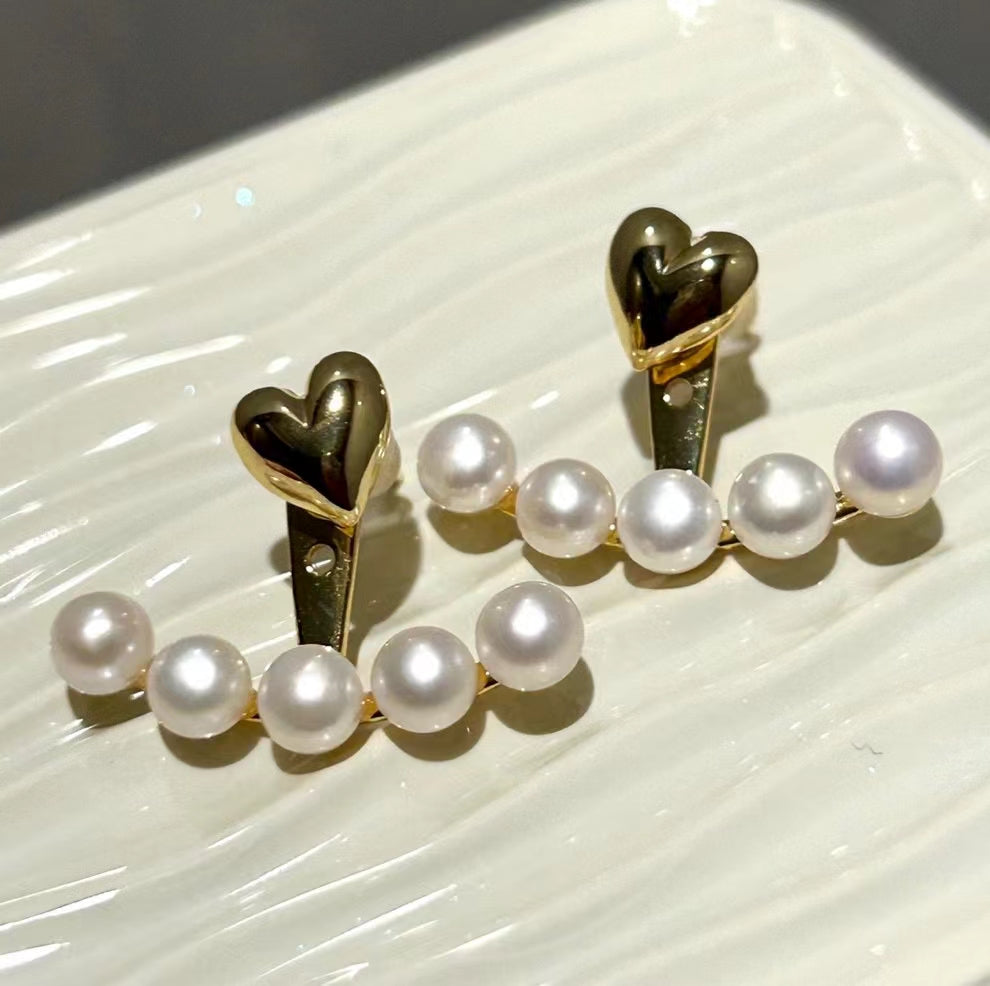 AAA2417 Freshwater Pearl Heart Earrings for festival party daily with verification Mather's day Christmas day Valentine's Day Gift