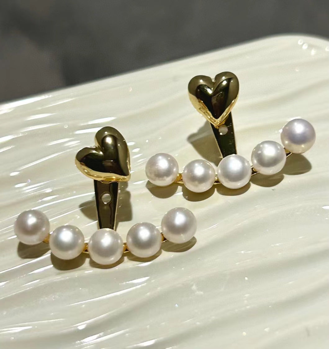 AAA2417 Freshwater Pearl Heart Earrings for festival party daily with verification Mather's day Christmas day Valentine's Day Gift